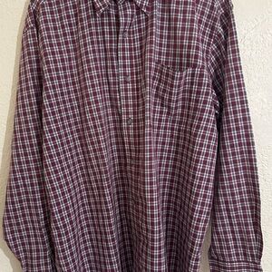 Wrangler Men's Burgundy and White Plaid Shirt